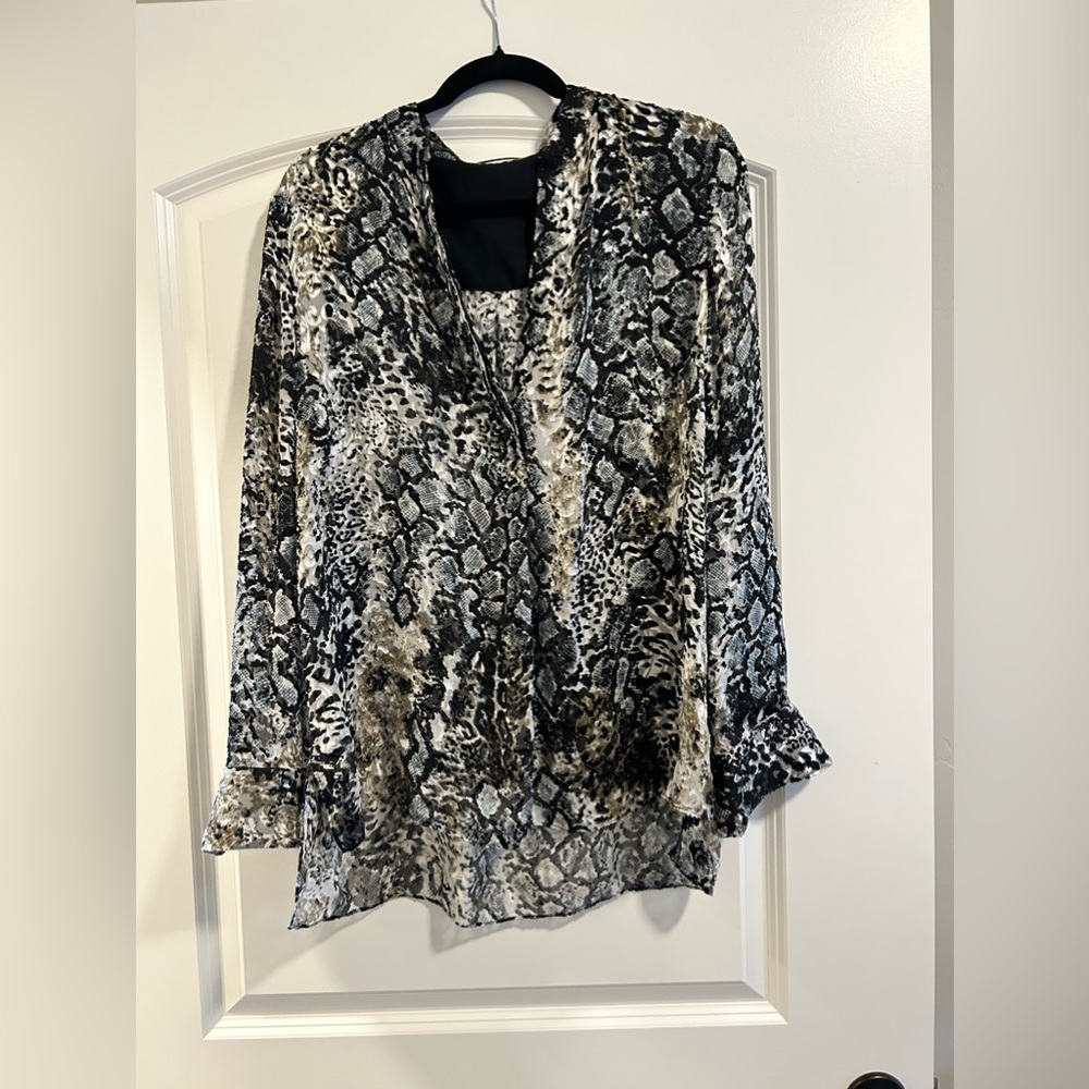 Alice + Olivia Black Leopard Blouse